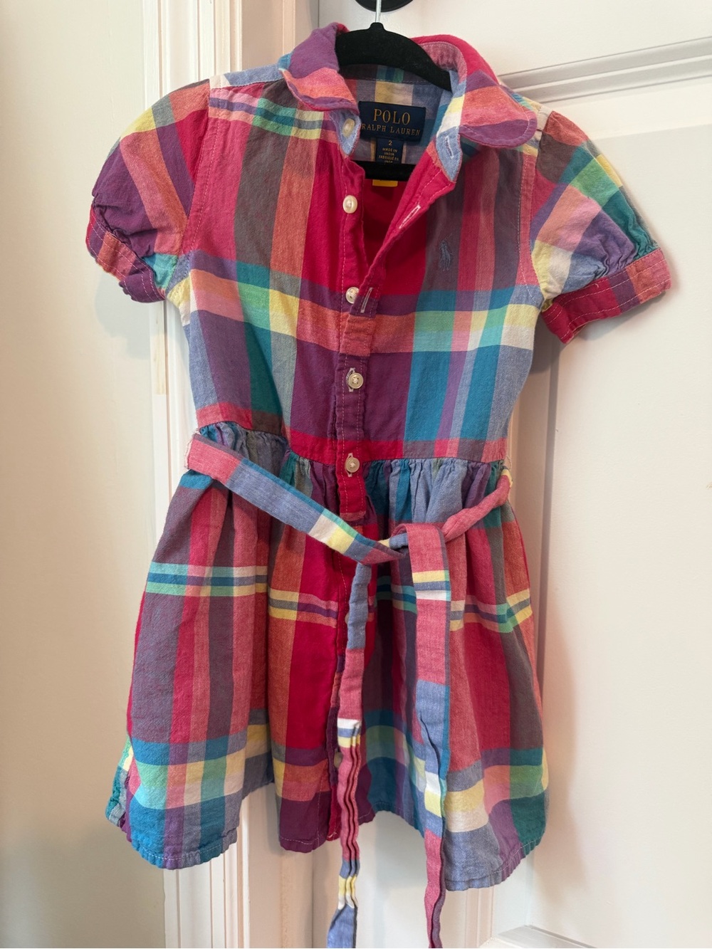Polo by Ralph Lauren Girls' Multicolor Plaid Dress - Pink, Red, Blue
